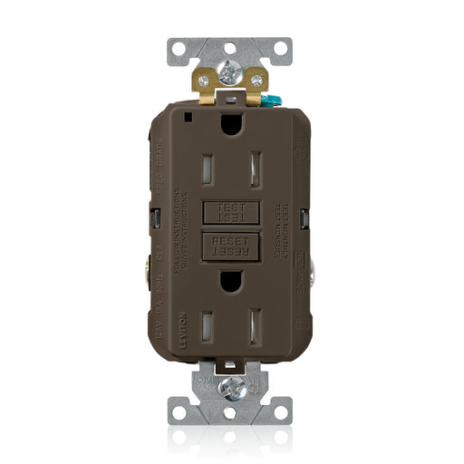 Leviton SmartlockPro Self-Test Tamper-Resistant GFCI Duplex Receptacle Outlet Extra Heavy-Duty Industrial Spec Grade 15A 125V Back Or Side Wire Brown (G5262-T0)