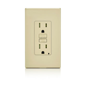 Leviton 15 Amp 125V Receptacle/Outlet 20 Amp Feed-Through Tamper-Resistant Self-Test SmartlockPro GFCI Monochromatic Back And Side Wired Ivory (GFTR1-PI)
