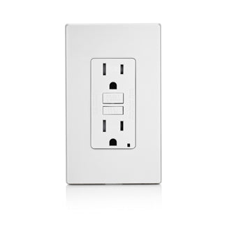 Leviton 15 Amp 125V Receptacle/Outlet 20 Amp Feed-Through Tamper-Resistant Self-Test SmartlockPro GFCI Monochromatic Back And Side Wired White (GFTR1-PW)