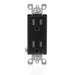 Leviton 15 Amp 125V NEMA 5-15R Pole 2 3-Wire Tamper-Resistant Decora Duplex Receptacle/Outlet QuickWire Push-In And Side-Wired Black (T5325-E)