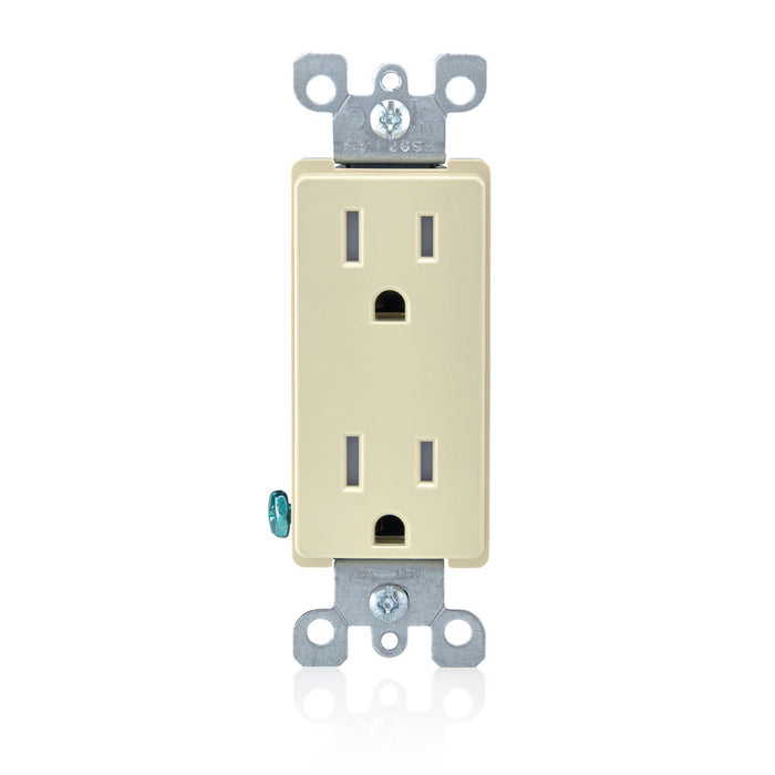 Leviton 15 Amp 125V NEMA 5-15R Pole 2 3-Wire Tamper-Resistant Decora Duplex Receptacle/Outlet QuickWire Push-In And Side-Wired Ivory (T5325-I)