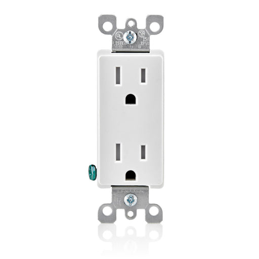 Leviton 15 Amp 125V NEMA 5-15R Pole 2 3-Wire Tamper-Resistant Decora Duplex Receptacle/Outlet QuickWire Push-In And Side-Wired White (T5325-W)