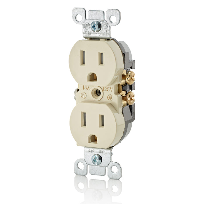 Leviton 15 Amp 125V NEMA 5-15R Pole 2 3-Wire Tamper-Resistant Duplex Receptacle/Outlet Straight Blade Grounding QuickWire (T5320-I)