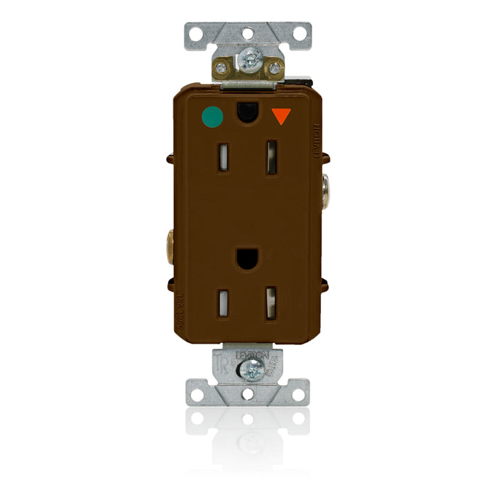 Leviton Decora Plus Isolated Ground Duplex Receptacle Outlet Heavy-Duty Hospital Grade Tamper-Resistant Smooth Face 15 Amp 125V Brown (DT820-IGB)