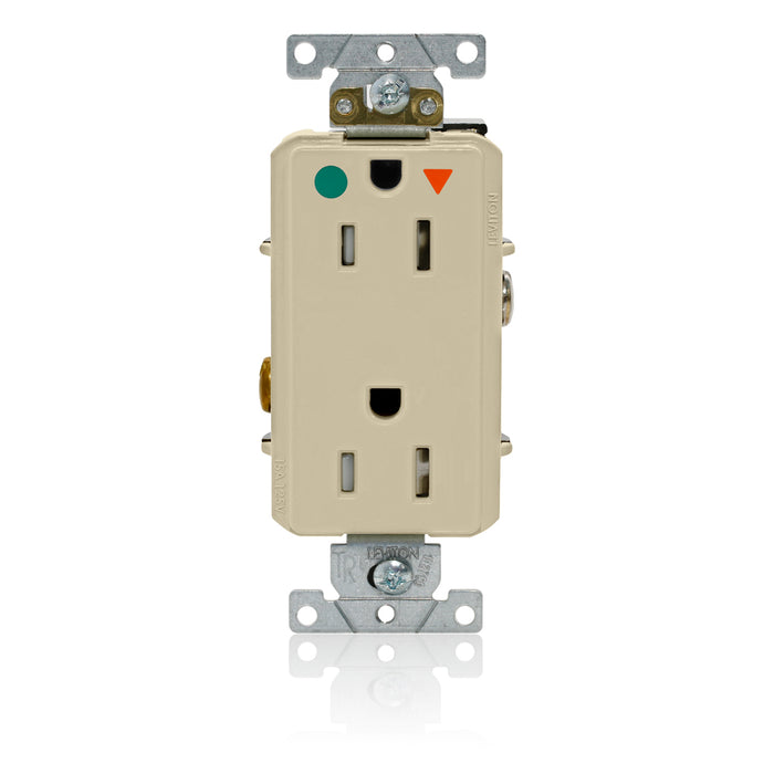 Leviton Decora Plus Isolated Ground Duplex Receptacle Outlet Heavy-Duty Hospital Grade Tamper-Resistant Smooth Face 15 Amp 125V Ivory (DT820-IGI)