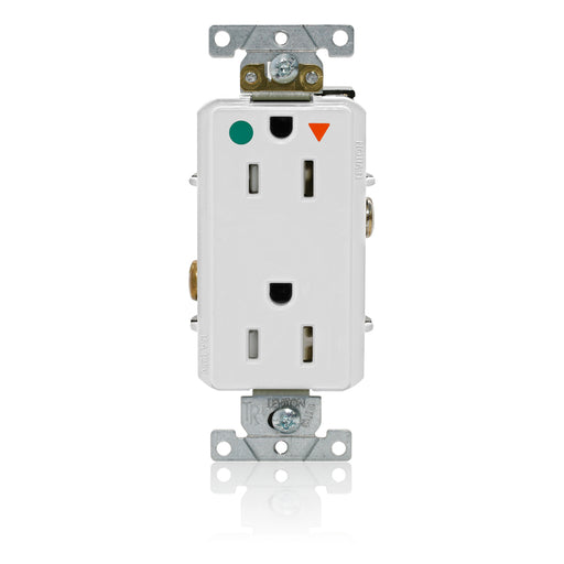 Leviton Decora Plus Isolated Ground Duplex Receptacle Outlet Heavy-Duty Hospital Grade Tamper-Resistant Smooth Face 15 Amp 125V White (DT820-IGW)