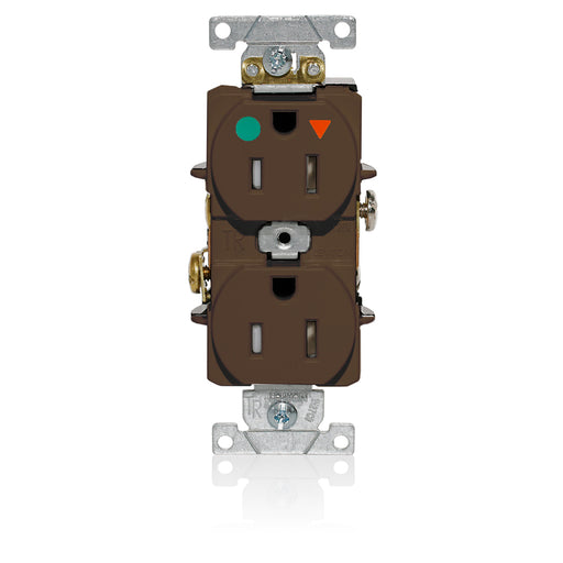 Leviton Isolated Ground Duplex Receptacle Outlet Heavy-Duty Hospital Grade Tamper-Resistant Smooth Face 15A 125V Back Or Side Wire Brown (T8200-IGB)