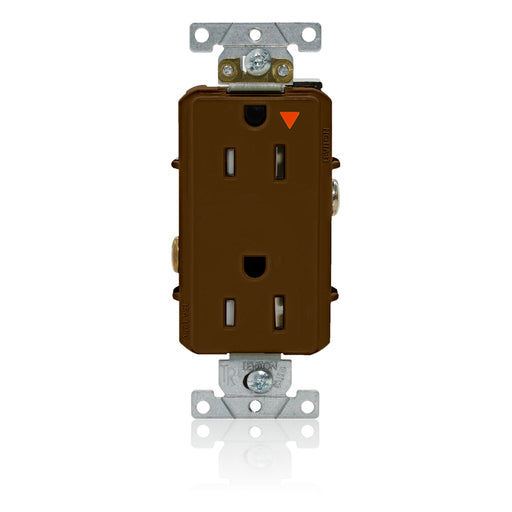 Leviton Decora Plus Isolated Ground Duplex Receptacle Outlet Heavy-Duty Industrial Spec Grade Tamper-Resistant 15 Amp 125V Back Or Side Wire Brown (T1626-IGB)