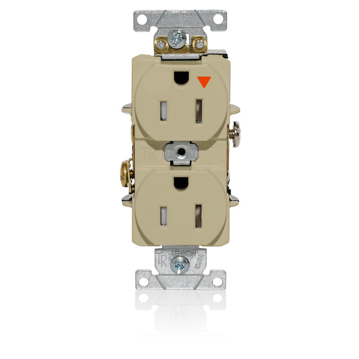 Leviton Isolated Ground Duplex Receptacle Outlet Heavy-Duty Industrial Spec Grade Tamper-Resistant 15 Amp 125V Back Or Side Wire Ivory (T5262-IGI)
