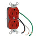 Leviton Duplex Receptacle Outlet Heavy-Duty Industrial Spec Grade Smooth Face 15 Amp 125V Pre-Wired Leads NEMA 5-15R Red (5262-LR)