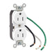 Leviton Duplex Receptacle Outlet Heavy-Duty Industrial Spec Grade Smooth Face 15 Amp 125V Pre-Wired Leads NEMA 5-15R White (5262-LW)