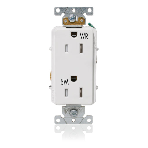 Leviton Decora Plus Duplex Receptacle Outlet Heavy-Duty Industrial Spec Grade Weather And Tamper-Resistant 15A/125V Back or Side Wire White(WTD15-W)