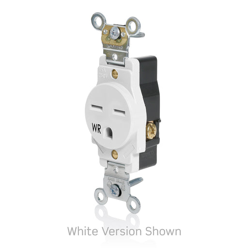 Leviton 15A 250V Weather-Resistant Single Outlet Back/Side Wire Black (W5661-E)