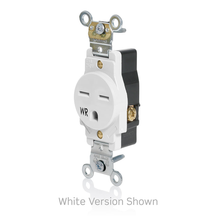 Leviton 15A 250V Weather-Resistant Single Outlet Back/Side Wire Gray (W5661-GY)