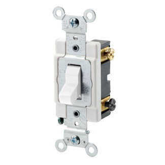 Leviton 15 Amp 120/277V Toggle Double-Pole AC Quiet Switch Commercial Spec Grade Grounding Back And Side Wired White (CSB2-15W)