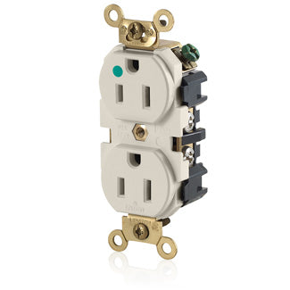 Leviton MRI Duplex Receptacle Outlet Extra Heavy-Duty Hospital Grade Smooth Face 15 Amp 125V Back Or Side Wire NEMA 5-15R Light Almond (MRI82-T)