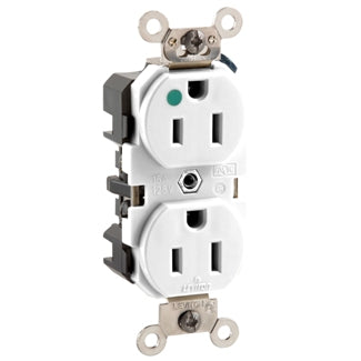 Leviton MRI Duplex Receptacle Outlet Extra Heavy-Duty Hospital Grade Smooth Face 15 Amp 125V Back Or Side Wire NEMA 5-15R White (MRI82-W)