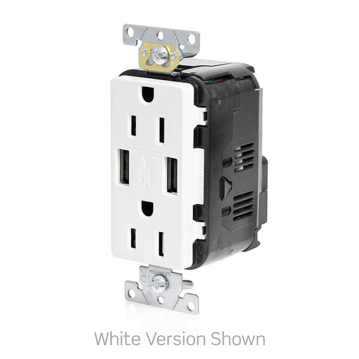 Leviton 15A Lev-Lok USB Tamper-Resistant Outlet Type A-A Brown (M56AA)
