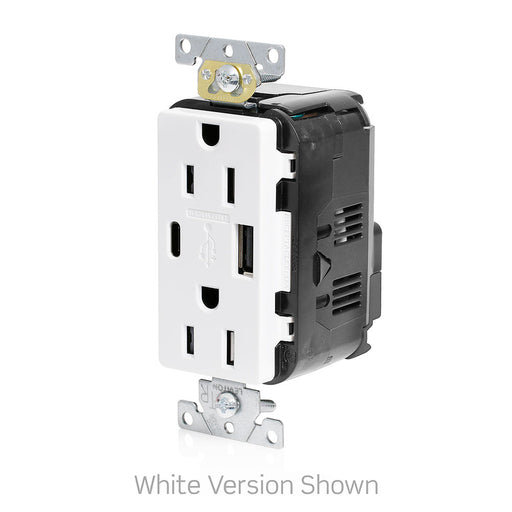 Leviton 15A Lev-Lok USB Tamper-Resistant Outlet Type A-C Gray (M56AC-GY)