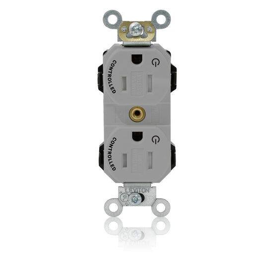 Leviton Lev-Lok Duplex Receptacle Outlet Heavy-Duty Industrial Spec Grade Two Outlets Marked Controlled Tamper-Resistant 15 Amp 125V Gray (MT562-2SG)