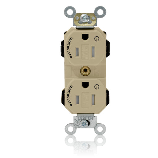 Leviton Lev-Lok Duplex Receptacle Outlet Heavy-Duty Industrial Spec Grade Two Outlets Marked Controlled Tamper-Resistant 15 Amp 125V Ivory (MT562-2SI)