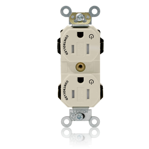 Leviton Lev-Lok Duplex Receptacle Outlet Heavy-Duty Industrial Spec Grade Two Outlets Marked Controlled Tamper-Resistant 15 Amp 125V Light Almond (MT562-2ST)