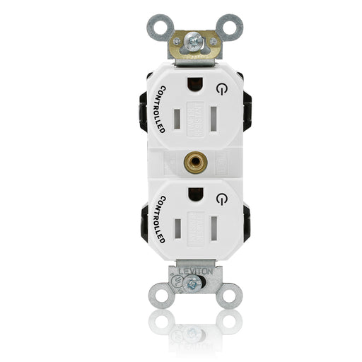 Leviton Lev-Lok Duplex Receptacle Outlet Heavy-Duty Industrial Spec Grade Two Outlets Marked Controlled Tamper-Resistant 15 Amp 125V White (MT562-2SW)