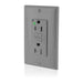 Leviton SmartlockPro GFCI Duplex Receptacle Outlet Extra Heavy-Duty Hospital Grade With Wall Plate Power Indicator `15A 20A Feed-Through 125V Gray (GFTR1-HFG)