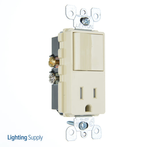 Leviton Tamper-Resistant Rocker Style Combination Decora Switch And Receptacle/Outlet 15a-120VAC Single-Pole Switch 15a-12 Premium Spec Grade Ivory (T5625-I)