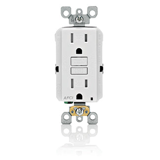 Leviton 15 Amp 125V Receptacle/Outlet 20 Amp Feed-Through Tamper-Resistant AFCI Receptacle/Outlet Monochromatic White (AFTR1-KW)