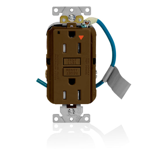 Leviton SmartlockPro Isolated Ground GFCI Duplex Receptacle Outlet Extra Heave-Duty Industrial Spec Grade 15A 20A Feed-Through 125V Brown (GFTR1-IG)