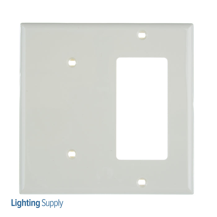 Leviton 2-Gang 1-Blank 1-Decora/GFCI Strap Mount Standard Nylon Wall Plate Light Almond (80708-T)