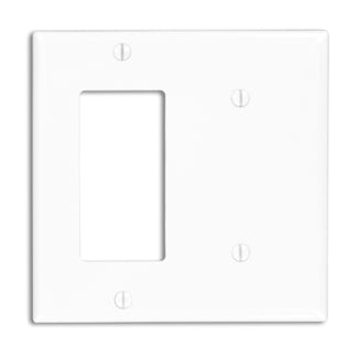 Leviton 2-Gang 1-Blank 1-Decora/GFCI Strap Mount Standard Nylon Wall Plate Light Almond (80708-T)