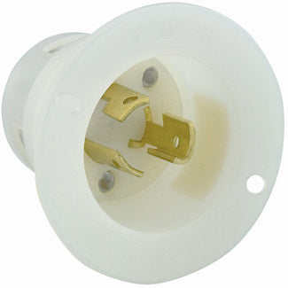 Leviton 15 Amp 125V NEMA L5-15P 2P 3W Flanged Inlet Locking Receptacle Industrial Grade Grounding White (4716-C)