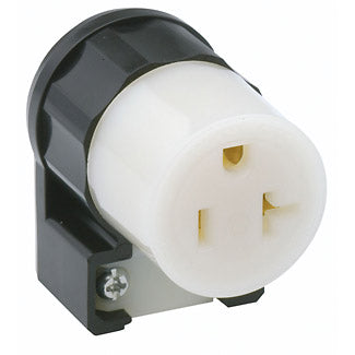 Leviton 20 Amp 125V NEMA 5-20R 2P 3W Connector Straight Blade Industrial Grade Grounding Angle Black-White (5369-CA)