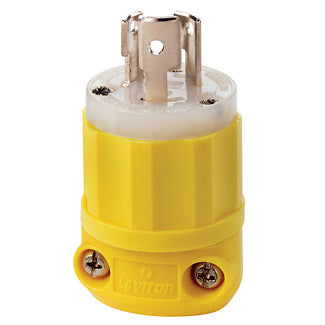 Leviton 15 Amp 125V NEMA L5-15P 2P 3W Locking Plug Industrial Grade Grounding Corrosion-Resistant Yellow-White (47CM-20C)