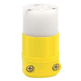 Leviton 20 Amp 125V NEMA 5-20R 2P 3W Connector Straight Blade Industrial Grade Grounding Corrosion Resistant Yellow-White (53CM-69C)