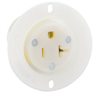 Leviton 20 Amp 125V NEMA 5-20R 2P 3W Flanged Outlet Receptacle Straight Blade Industrial Grade Grounding Back Wired White (15379-C)