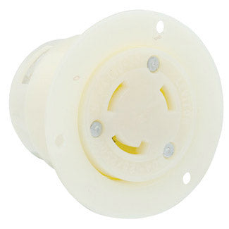 Leviton 15 Amp 125V NEMA L5-15R 2P 3W Flanged Outlet Locking Receptacle Industrial Grade Grounding White (4715-C)