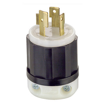 Leviton 15 Amp 250V 3-Phase NEMA L11-15P 3P 3W Locking Plug Industrial Grade Non-Grounding Black-White (4880-C)