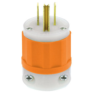 Leviton 15 Amp 125V NEMA 5-15P 2P 3W Plug Straight Blade Industrial Grade Grounding Orange-White (5266-CO)
