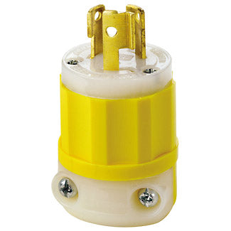Leviton 15 Amp 125V NEMA L5-15P 2P 3W Locking Plug Industrial Grade Grounding Yellow-White (4720-CY)