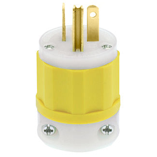 Leviton 20 Amp 125V NEMA 5-20P 2P 3W Plug Straight Blade Industrial Grade Grounding Yellow-White (5366-CY)