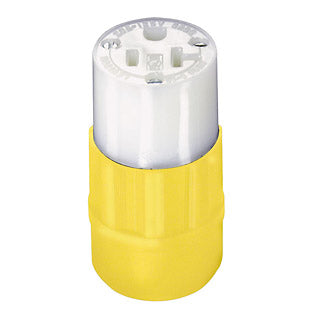 Leviton 20 Amp 125V NEMA 5-20R 2P 3W Connector Straight Blade Industrial Grade Grounding Yellow-White (5369-CY)