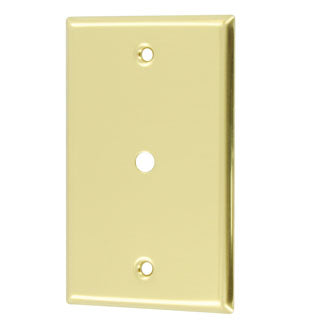 Leviton 1-Gang Brass Metal Wall Plate Polished Brass Finish Single Opening 0.312 Inch Diameter Phone/Cable Hole Box Mount (81013-PB)
