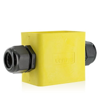 Leviton Portable Outlet Box 1-Gang Standard Depth Feed-Thru Style Cable Diameter 0.590 Inch-1.000 Inch Yellow (3059F-2Y)