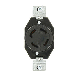 Leviton 30 Amp 250V DC/600VAC Non-NEMA 3P 4W Flush Mount Locking Receptacle Industrial Grade Grounding Black (3430-G)