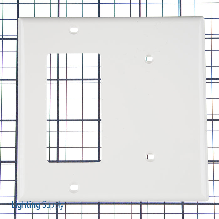 Leviton 2-Gang 1-Blank 1-Decora/GFCI Device Combination Wall Plate Standard Size Thermoplastic Nylon Strap Mount White (80708-W)
