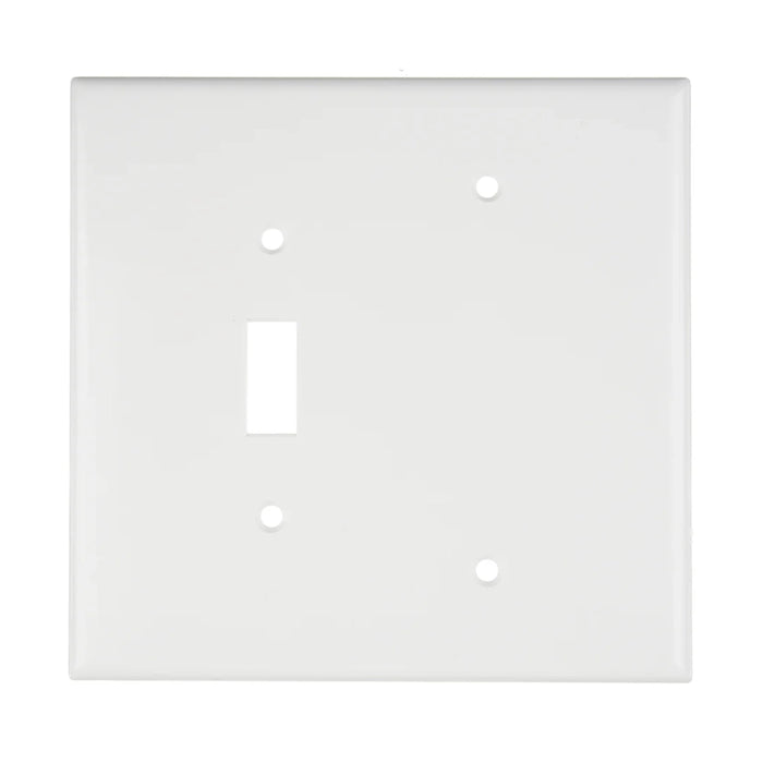 Leviton 2-Gang 1-Toggle 1-Blank Device Combination Wall Plate Oversized Thermoset Box Mount White (88106)