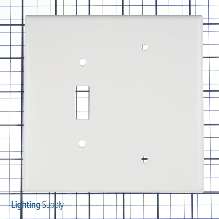 Leviton 2-Gang 1-Toggle 1-Blank Device Combination Wall Plate Oversized Thermoset Box Mount White (88106)